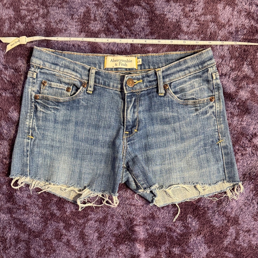 Abercrombie & Fitch sz 4 Blue Frayed Denim Jean Shorts